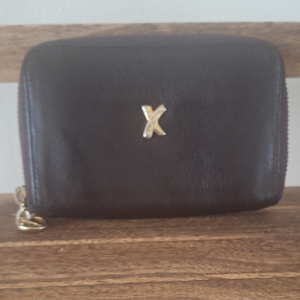 Vintage Paloma Picasso Black Wallet with Gold X Accent Quality Leather - Picture 2 of 10